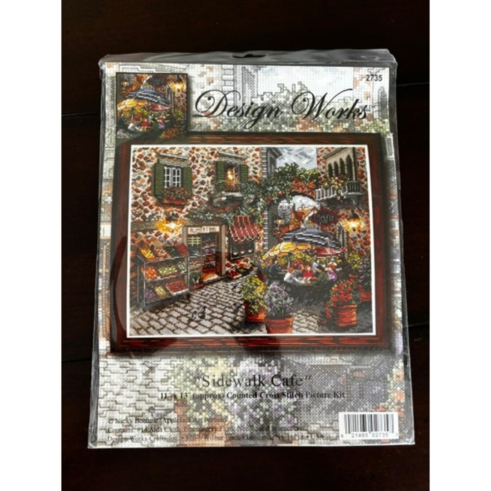 Vintage Design Works Sidewalk Cafe Counted Cross Stitch Kit Nicky Boehme NEW